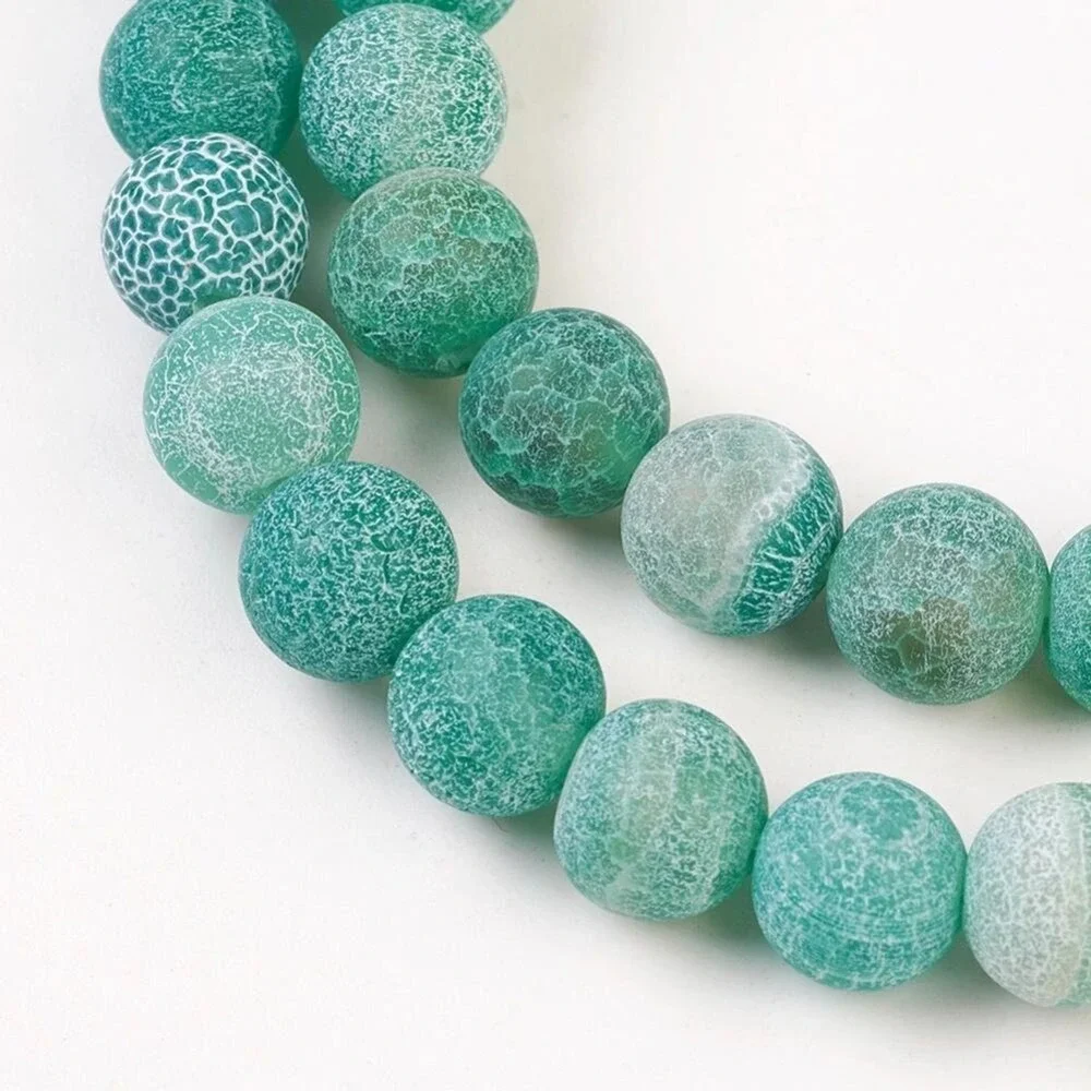 8MM Sea Foam Green Weathered Agate Beads-ONE Gemstone Bead Strand-Crafts NWT